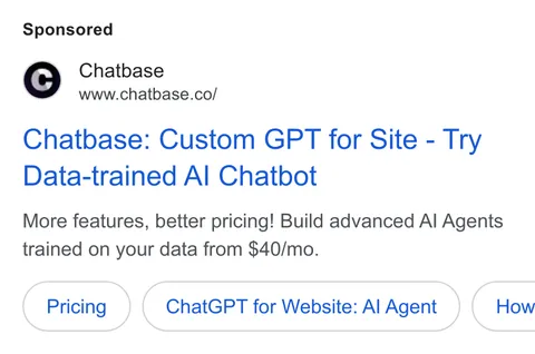 An ad Chatbase is running