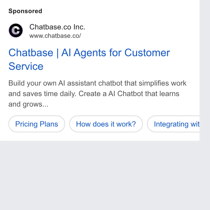 An ad Chatbase is running