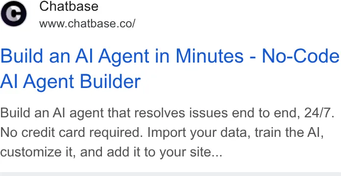 An ad Chatbase is running