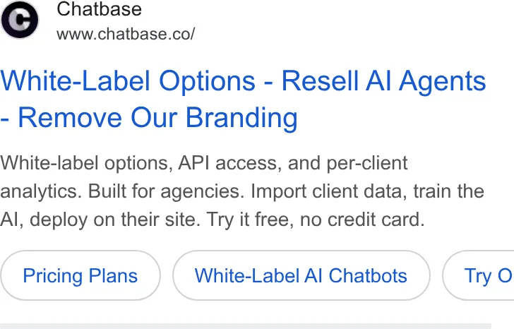 An ad Chatbase is running