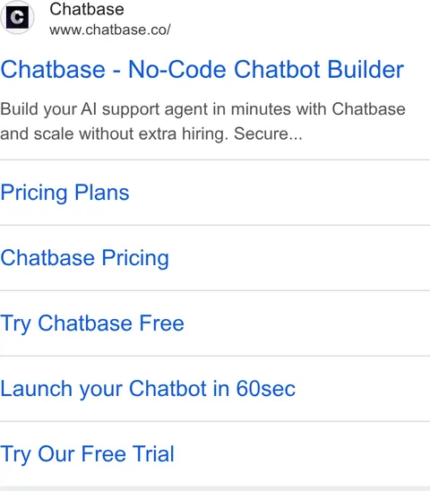 An ad Chatbase is running