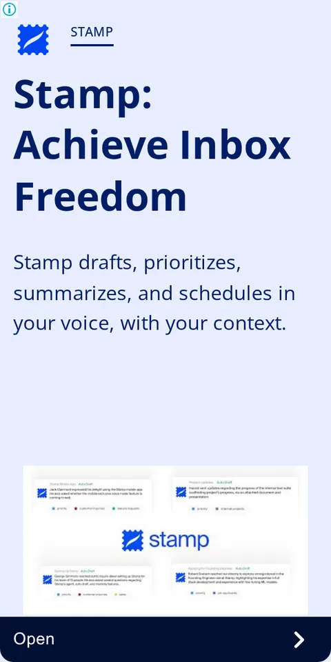 An ad Stampmail is running