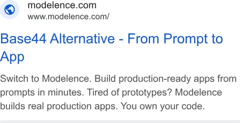 An ad Modelence is running