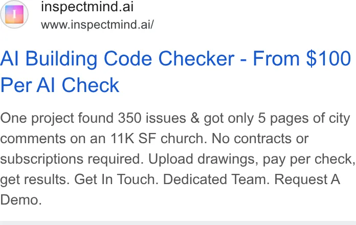 An ad InspectMind AI is running