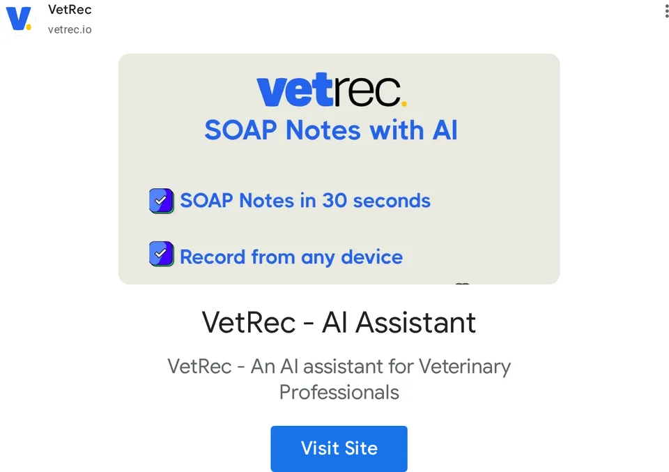 An ad VetRec is running