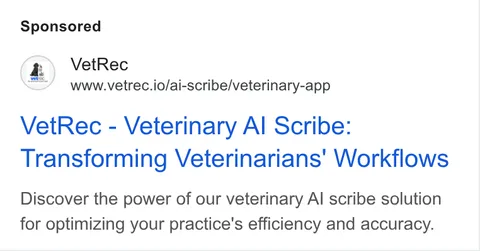 An ad VetRec is running