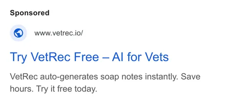 An ad VetRec is running