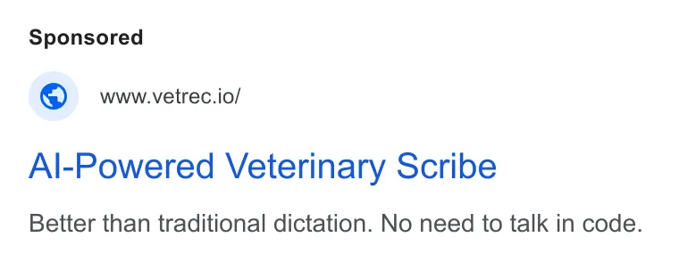 An ad VetRec is running