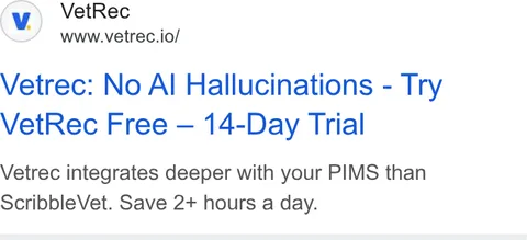 An ad VetRec is running