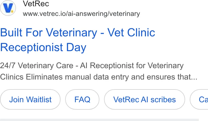 An ad VetRec is running