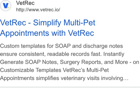 An ad VetRec is running