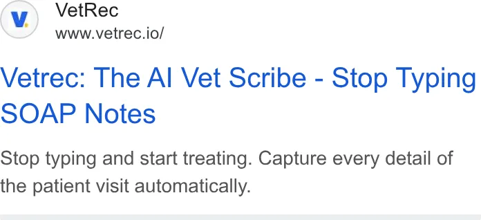 An ad VetRec is running