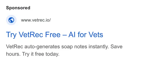 An ad VetRec is running
