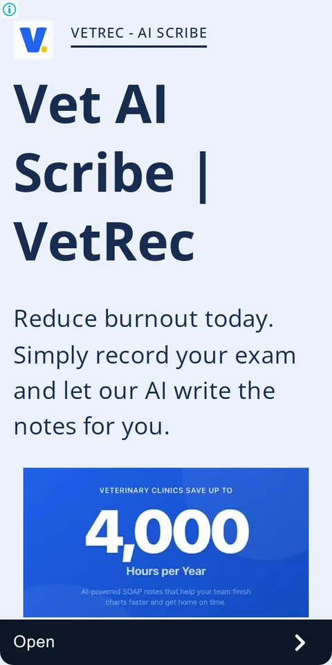An ad VetRec is running