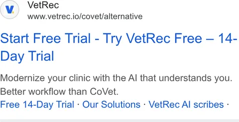 An ad VetRec is running