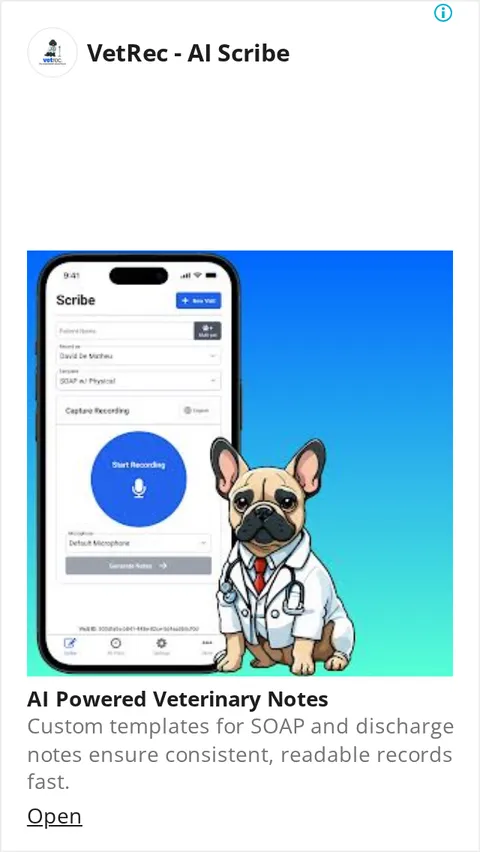 An ad VetRec is running