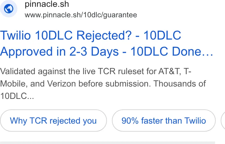 An ad Pinnacle is running