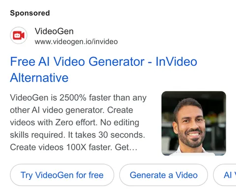 An ad VideoGen is running