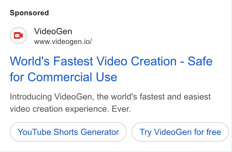 An ad VideoGen is running