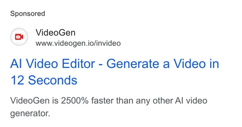 An ad VideoGen is running
