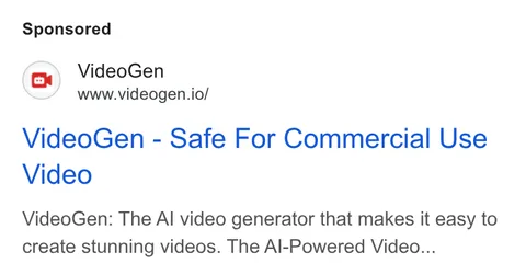 An ad VideoGen is running