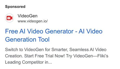 An ad VideoGen is running