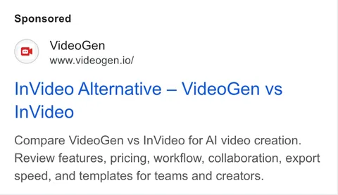 An ad VideoGen is running