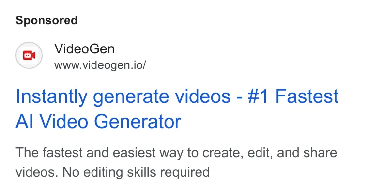 An ad VideoGen is running