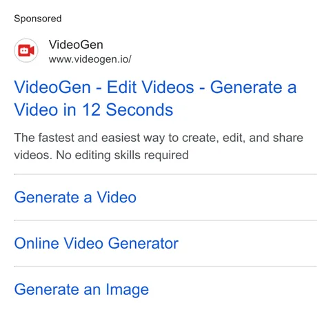 An ad VideoGen is running