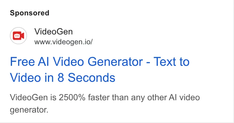 An ad VideoGen is running