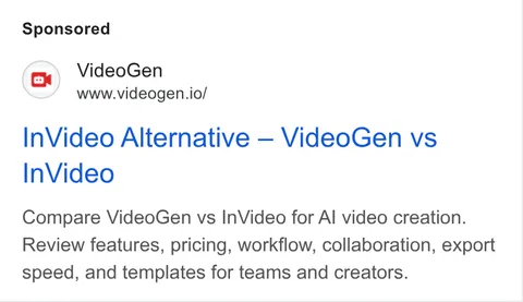 An ad VideoGen is running
