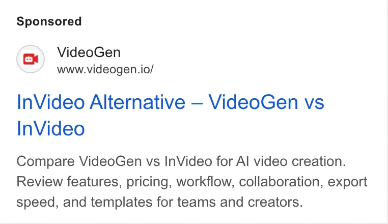 An ad VideoGen is running