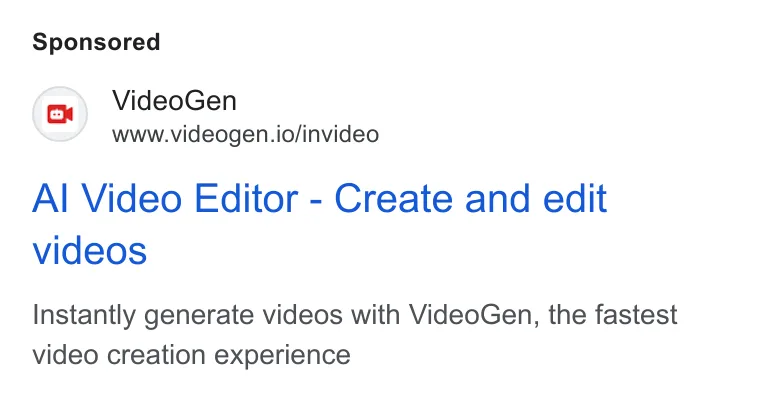 An ad VideoGen is running
