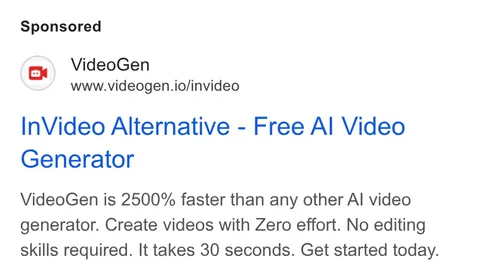 An ad VideoGen is running