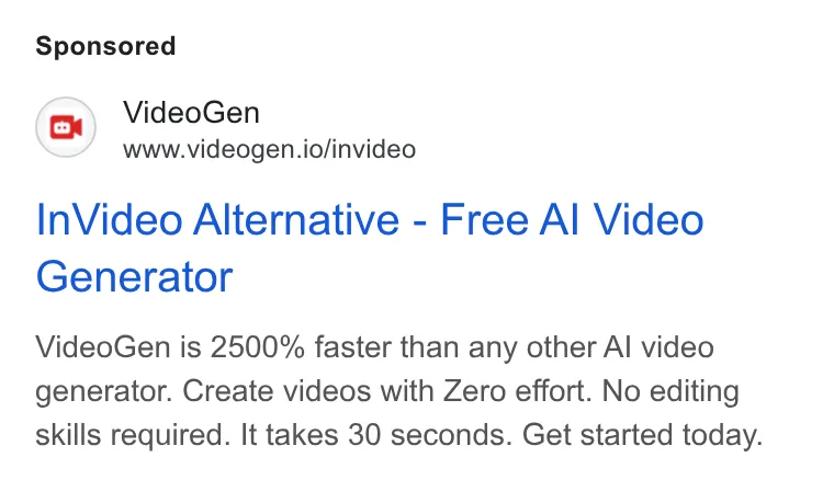 An ad VideoGen is running