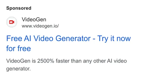 An ad VideoGen is running