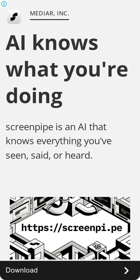 An ad screenpipe is running