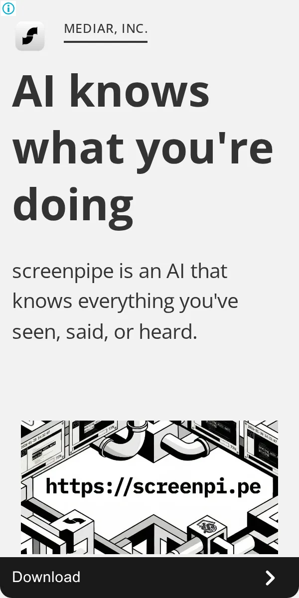 An ad screenpipe is running