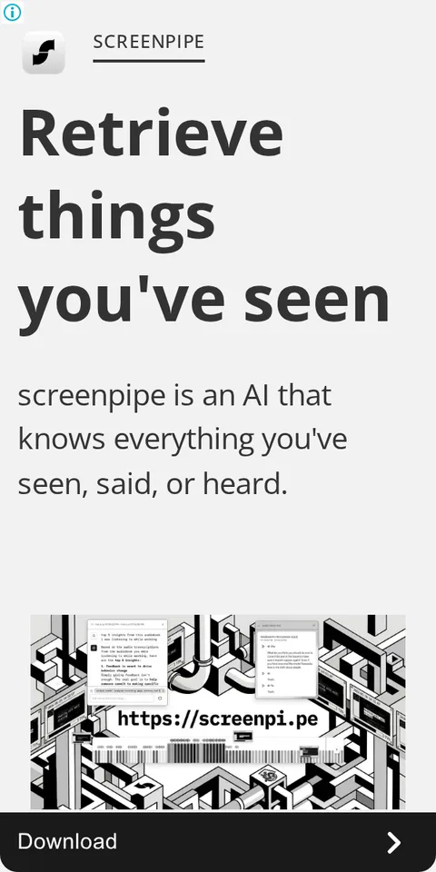 An ad screenpipe is running