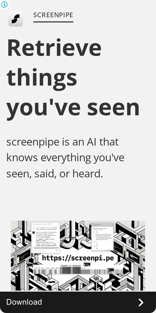 An ad screenpipe is running