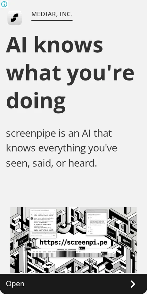 An ad screenpipe is running