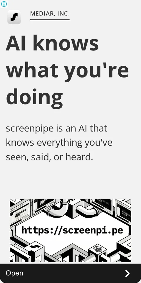 An ad screenpipe is running