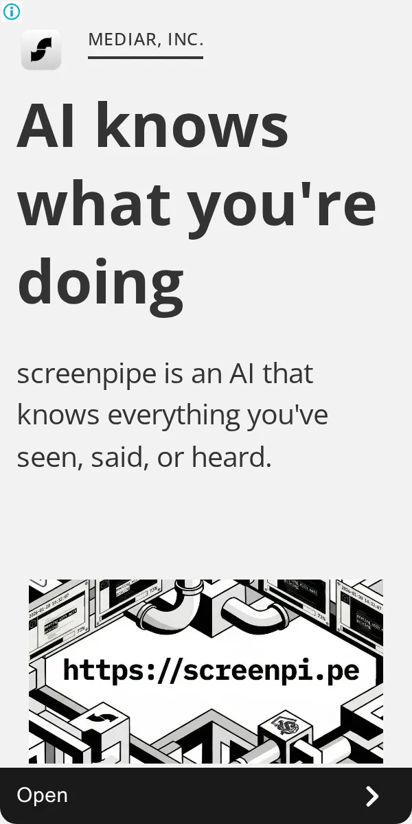 An ad screenpipe is running