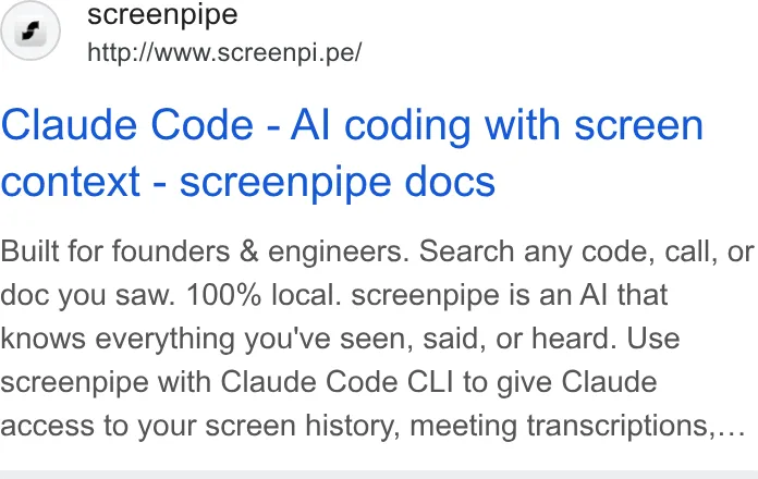 An ad screenpipe is running