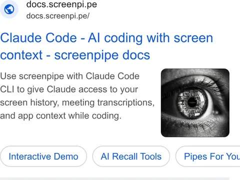 An ad screenpipe is running