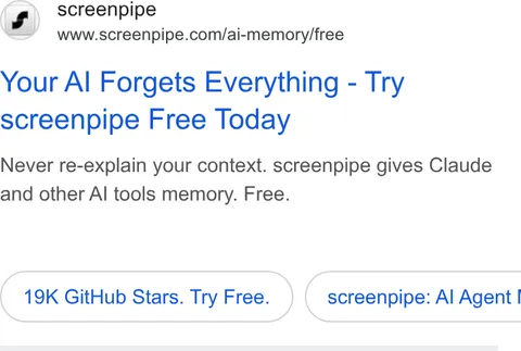An ad screenpipe is running