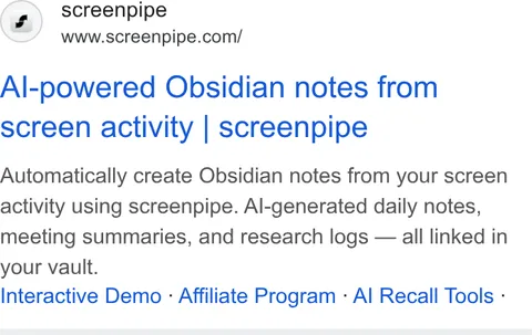 An ad screenpipe is running