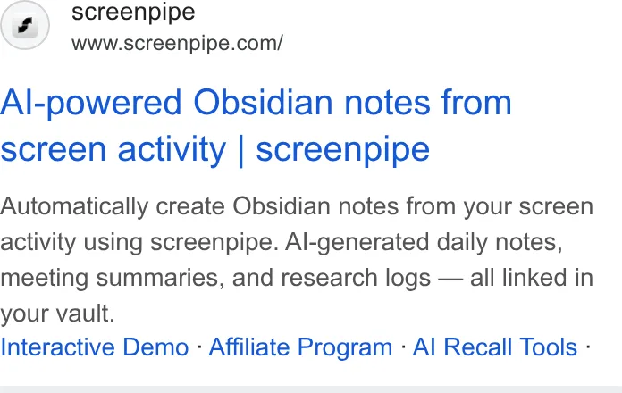 An ad screenpipe is running
