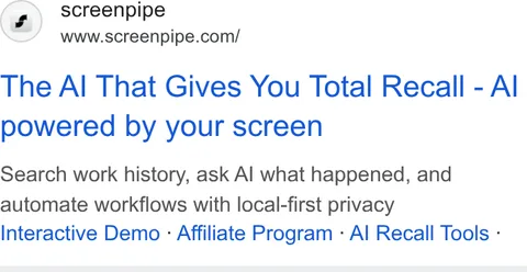 An ad screenpipe is running