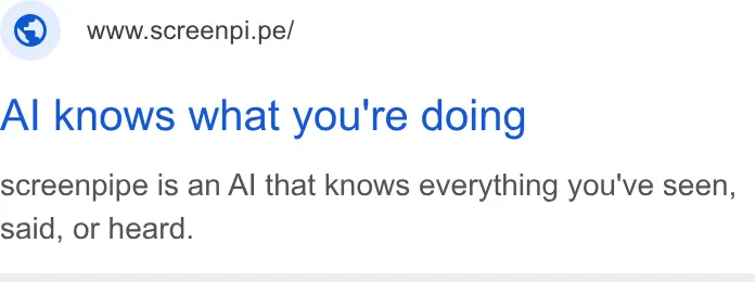 An ad screenpipe is running